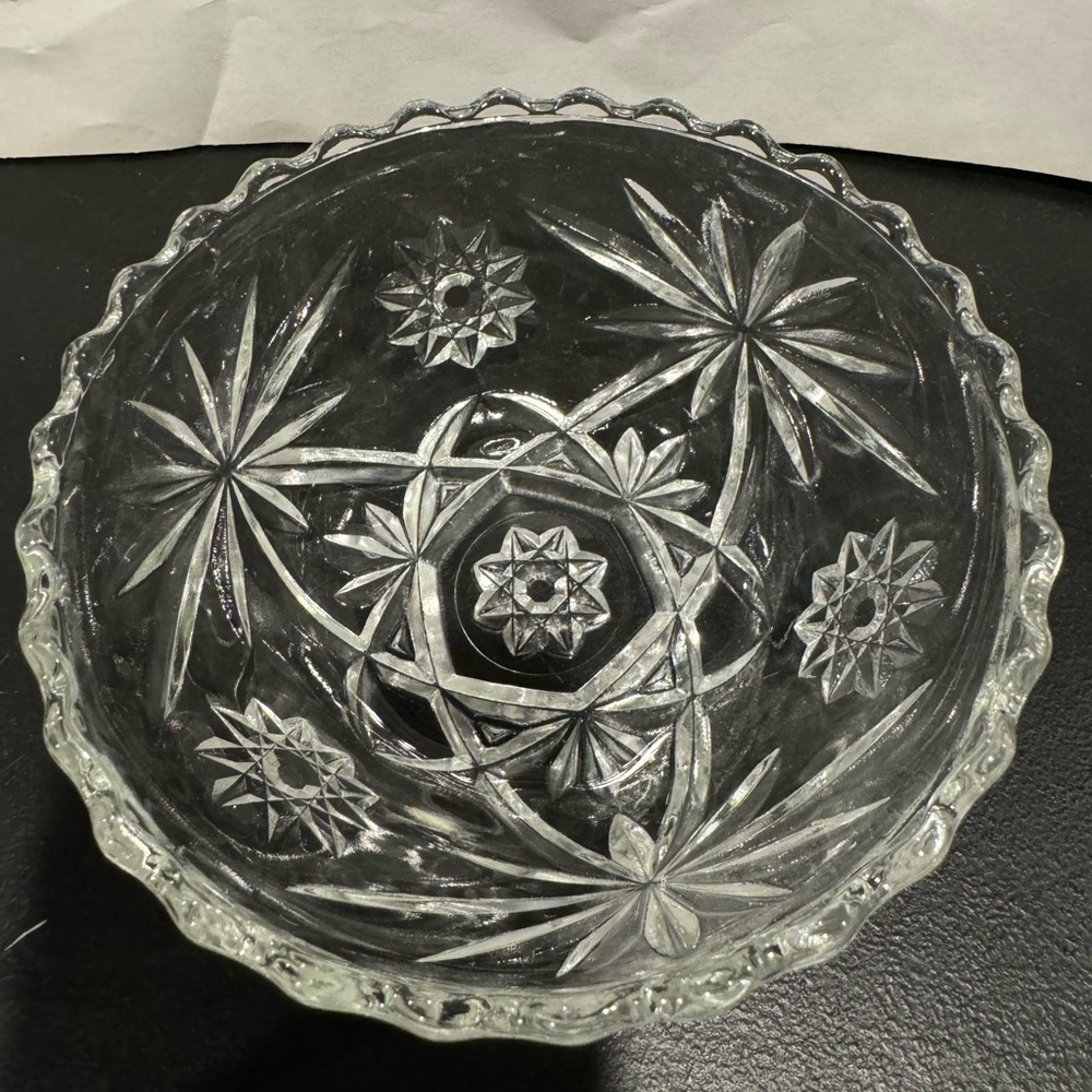 EAPG Early American Prescut Glass A.Hocking— Star Of David 5 In Relish Bowl VTG